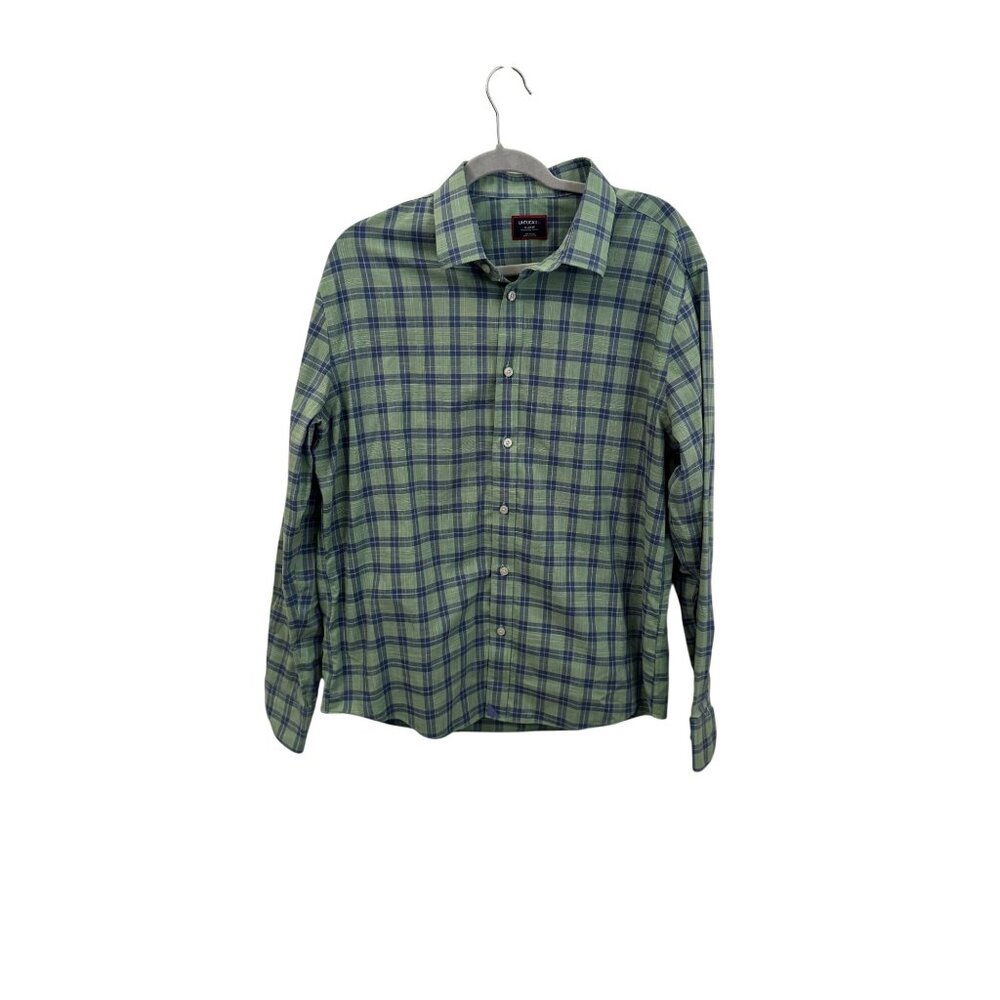 Untuckit men's button down non wrinkle green and blue plaid size xl